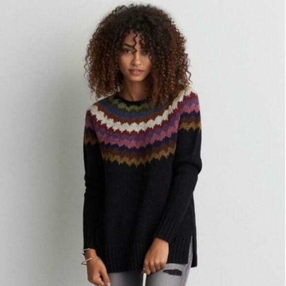 American Eagle Outfitters Sweaters - American Eagle Ahh-mazingly Soft Rainbow Yoke Fair Isle Crewneck Sweater Size M